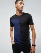 Only & Sons Longline T-shirt With Patch Details - Navy