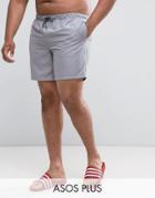Asos Plus Swim Shorts In Gray In Mid Length - Gray