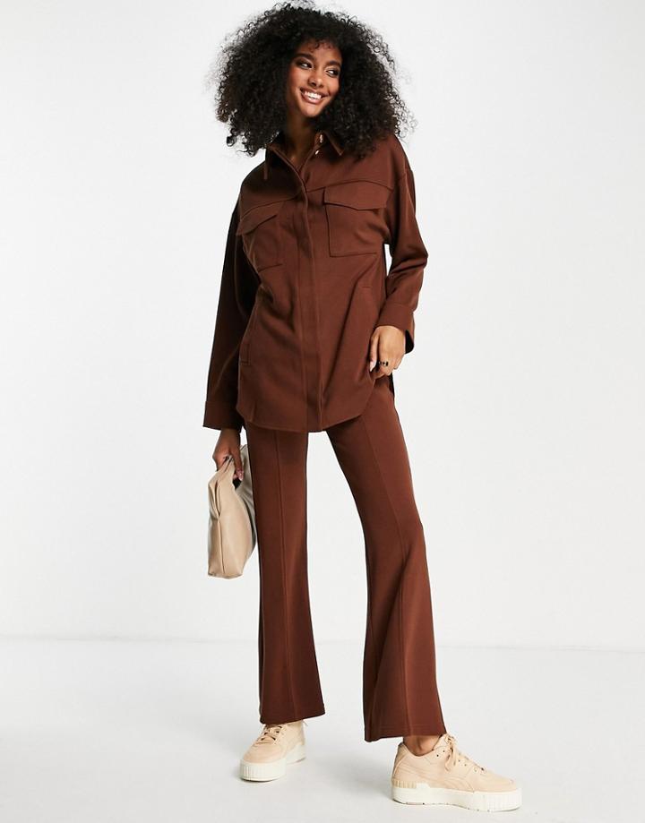 Topshop Skinny Flare Pant In Chocolate-brown