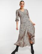 Vero Moda Maxi Wrap Dress In Animal Print-multi