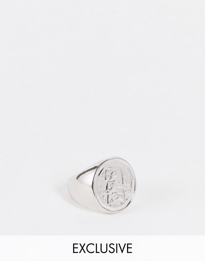 Reclaimed Vintage Inspired Chunky Sovereign Ring In Silver