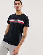 Tommy Hilfiger Chest Icon Stripe Logo T-shirt In Black - Black