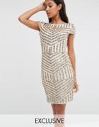 Tfnc Cap Sleeve Midi Dress In Patterned Sequin - Gold