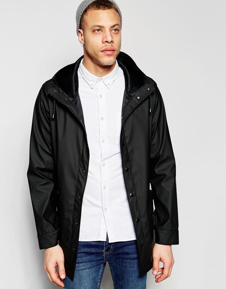 Asos Hooded Jacket In Black With Shower Resistance - Black