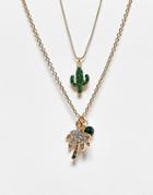 Aldo Nunad Multirow Necklace In Gold With Charms