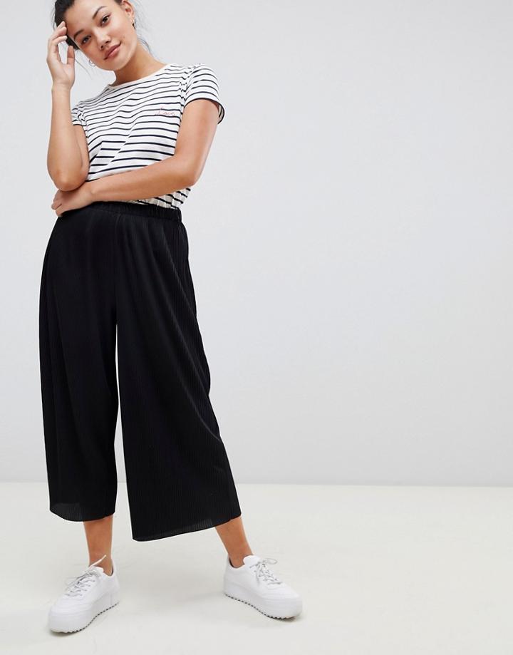 Asos Design Plisse Culotte Pants-black