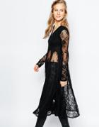 Navy London Button Down Top With Lace Panels - Black