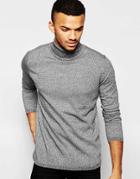 Jack & Jones Premium Roll Neck Sweater In Twisted Yarn - Gray