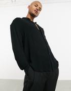 Asos Design 90s Oversized Crinkle Viscose Shirt In Black
