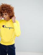 Champion Reverse Weave Hoodie With Large Logo In Yellow - Yellow