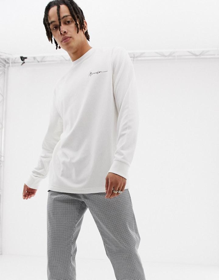 Mennace Long Sleeve T-shirt In Off White Cord