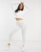 Femme Luxe Cropped Cable Knit Sweater And Skinny Legging Two-piece In White