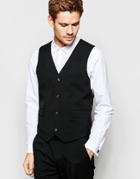 Asos Slim Vest With Stretch In Black - Black