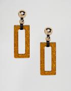 Monki Drop Rectangle Amber Earrings In Gold - Gold