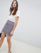 Brave Soul Adore Check Skirt With Zip Detail - Red