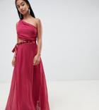 Asos Design Petite Maxi Dress With Sequin Bow Cut-out Detail-red