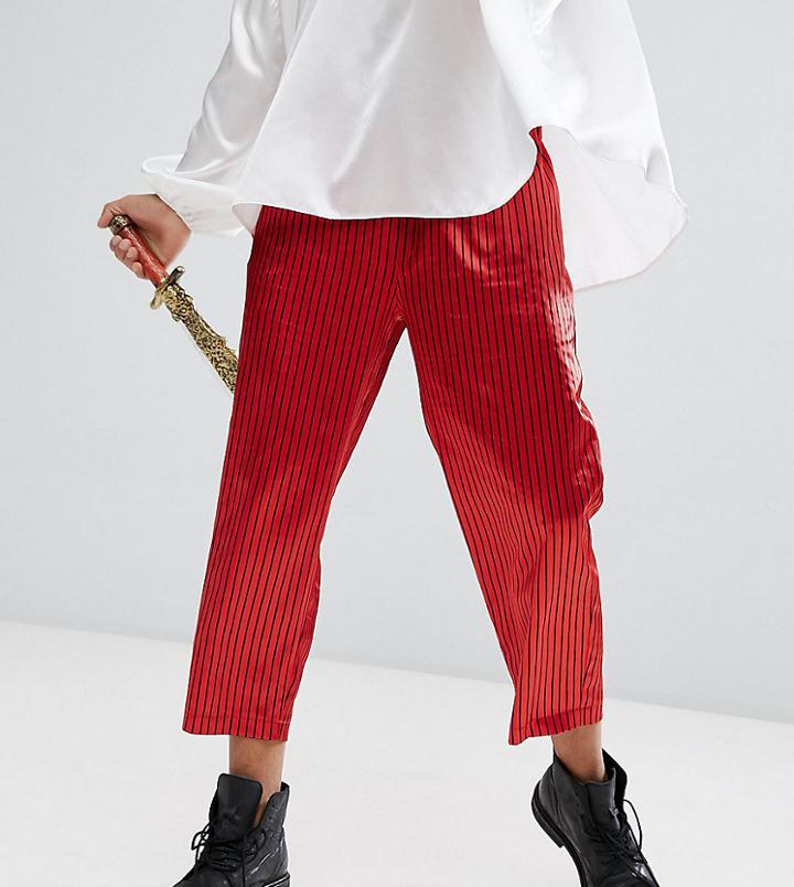 Reclaimed Vintage Inspired Relaxed Pants In Stripe - Red