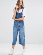 Pull & Bear Cropped Overall - Blue