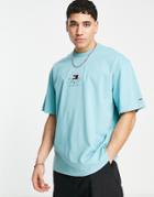 Tommy Jeans Timeless Logo Skate Oversized Fit T-shirt In Light Blue