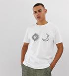 Reclaimed Vintage Oversized T-shirt With Sun And Moon Print In White
