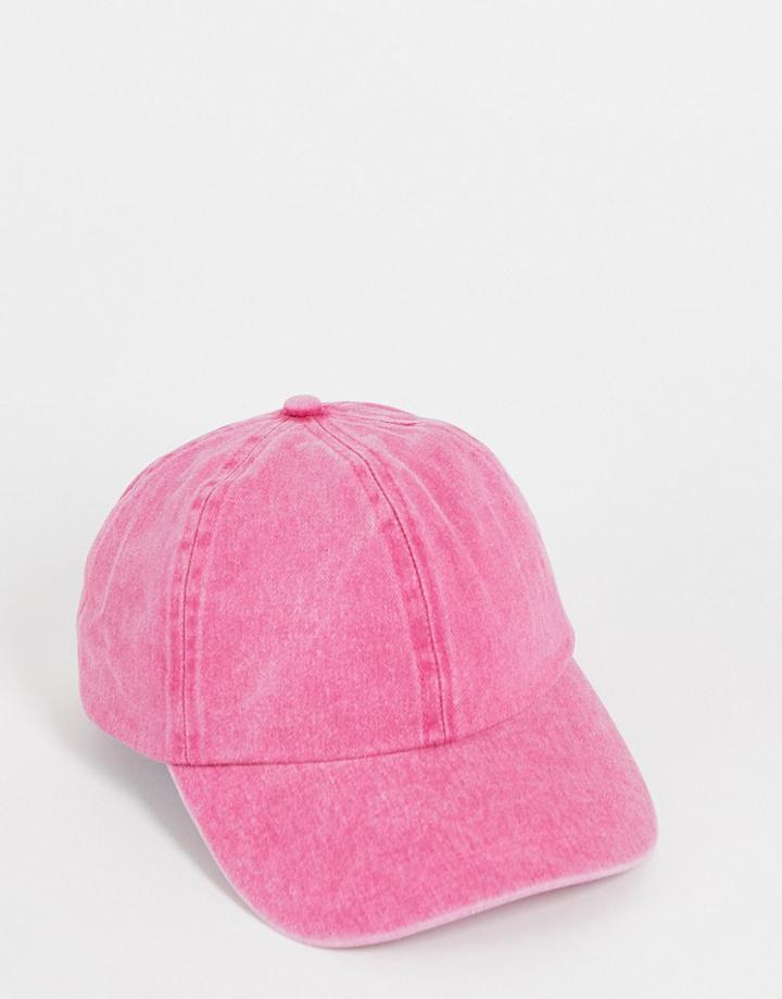 Asos Design Soft Baseball Cap In Hot Pink