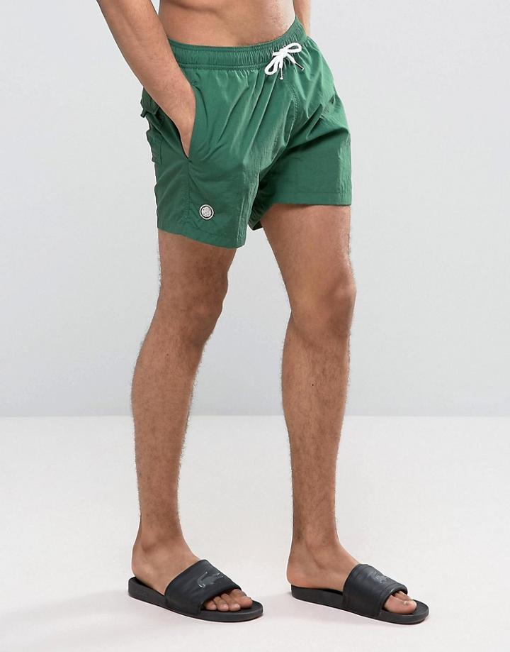 Pretty Green Logo Swim Shorts In Dark Green - Green