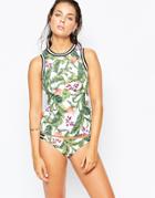 Seafolly Jungle Out There Rash Tank - White