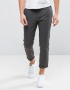New Look Cropped Pants With Pleat Detail In Dark Gray - Gray