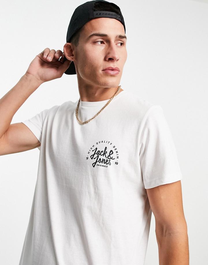 Jack & Jones Originals T-shirt With Round Logo In White