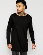 Asos Long Sleeve T-shirt With Drawstring Detail - Black