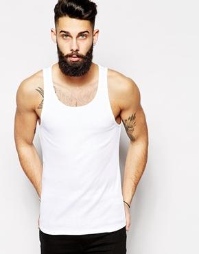 Asos Muscle Fit Rib Tank - White