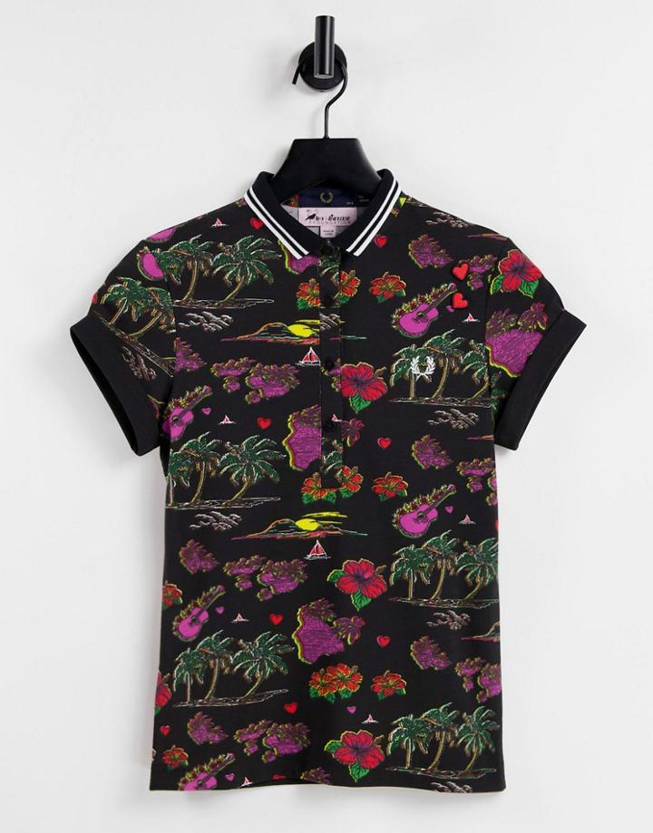 Fred Perry X Amy Winehouse Polo Shirt In Hawaiian Print-multi