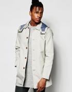 Pull & Bear Trench With Detachable Hood In Ecru - Ecru
