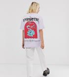 Crooked Tongues Oversized T-shirt With Flower Hypnotic Print