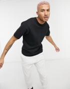 Pull & Bear Oversized T-shirt With Label Detail In Black