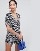 Traffic People Pineapple Print Romper - Black