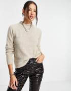 Only High Neck Rib Sweater In Caramel-brown