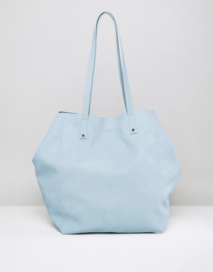 Asos Soft Shopper Bag With Removable Clutch - Blue