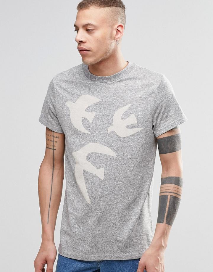 Weekday Roc Doves Print T-shirt Melange - Gray