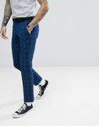 Selected Homme Skinny Suit Pants In Grid Check - Blue
