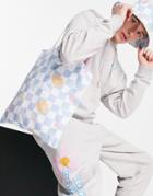 Asos Design Organic Cotton Tote Bag With Checkerboard Design-multi