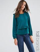 Brave Soul Tall Top With Frill Detail - Green