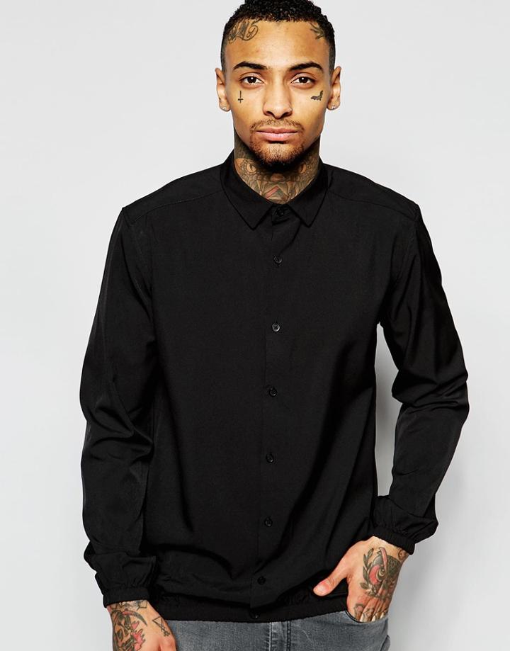 Asos Shirt In Black With Elasticated Hem - Black