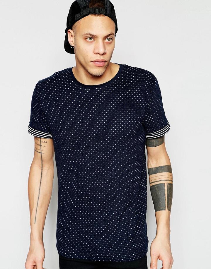 D-struct Jacquard Knit Dot T-shirt - Navy