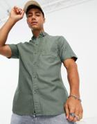 River Island 1 Pocket Short Sleeve Shirt In Green