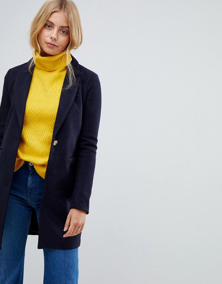 Only Lina Wool Blend Slim Coat - Navy