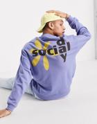 Asos Daysocial Oversized Sweatshirt With Graphic Logo Back Print In Blue-blues