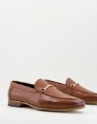 Asos Design Loafers In Tan Faux Leather With Snaffle Detail On Natural Sole-brown