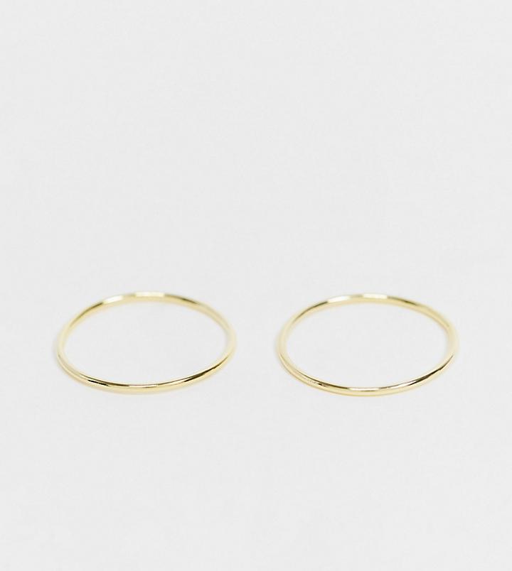 Kingsley Ryan Curve Sterling Silver Gold Plated 2 Pack Band Rings