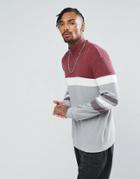 Asos Ribbed Sweater In Red And Pink Stripe - Red